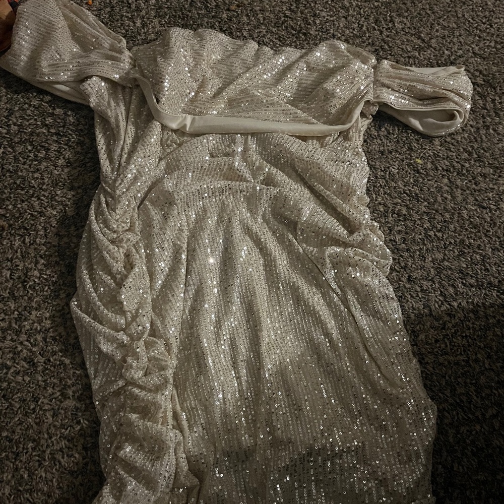 Champagne sequin mini dress